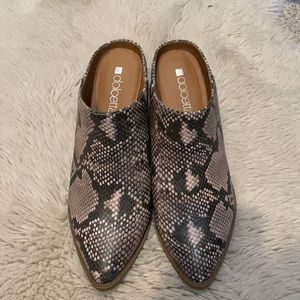 Snake print mules